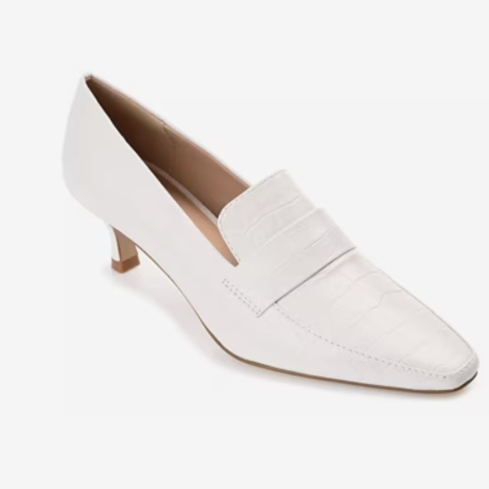 Journee Collection White Croc-Embossed Loafers